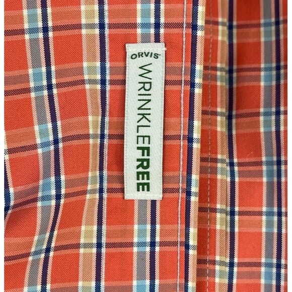 Orvis Shirt Wrinkle Free Men's XL Pink Blue Plaid Button Down Long Sleeve Casual - Picture 5 of 10
